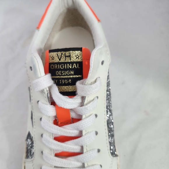 Vintage Havana White Sneakers with Silver and Neon Orange Accents - Picture 8 of 9